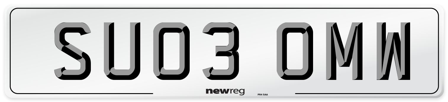 SU03 OMW Number Plate from New Reg